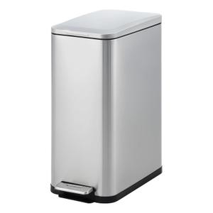 Garvee 13 gal Kitchen Trash Can, Stainless Steel Step Garbage Bin with Soft-Close Lid & Removable Bucket, Fingerprint Proof, Slim for Narrow Spaces, Bathroom or Office (Silver)