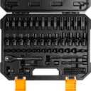 BOEN 1/4" Drive Metric Impact Socket Set, 66-Piece (4-14mm) Deep & Shallow Kit, Includes 5-15mm Swivel Sockets, 72T Ratchet Handle, 2", 4", 6" Extension Bar, Adapters, Universal Joint & Impact Bit
