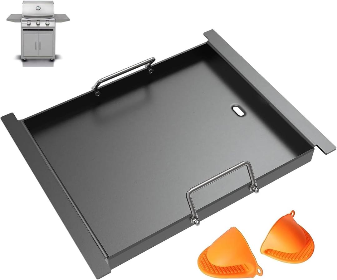 Half Size Griddle Insert for Blaze Grills 3, 4, 5 Burner Natural Gas Grill, Carbon Steel Flat Top Griddle Plate for Summerset Sizzler 32" & 40" and AOG 24'' T Series, RCS 32" Grill, 17.9''L x 14.5''W