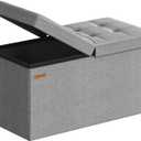 SONGMICS 30 Inches Storage Ottoman, Foldable Bench with Flipping Lid, 15"D x 30"W x 15"H
