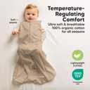 2-Pack Baby Sleep Sacks, Zipper Wearable Blanket - 0.5TOG Organic Cotton,Lightweight,Soft Cozy Toddler Sleeping Sack 6-12 months,Easy to Wear Large Newborn Transition Swaddles Sleepsacks(Ecru, M)
