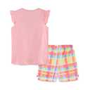 Akyzic Toddler Girls Summer Outfit Short Sleeve Jellyfish Embroidered Cotton Top and Shorts Clothing Set 7T/2079 (Pink)
