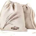 Linen Bread Bag – Reusable Linen Bags for Homemade Bread & Sourdough | Cloth Bags for Sourdough, Artisan Loaves, & Pastries | Unbleached Natural Fabric with Drawstring Closure, 2-Pack, 11 x 15"