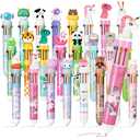 Kosiz 10 in 1 Cartoon Animal Pens for Kids, Multicolor Retractable Ballpoint Pen Set, Fun Educational Gift for Children, Classroom Supplies, Birthday Parties, Perfect for Kids Students(Classic Style)