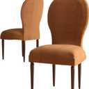 Round Back Dining Chairs Slipcovers, High End Velvet Curved Back Dining Chair Cover, Set of 2/4/6 Dining Room Chairs Covers Without Arms Modern Oval Side Chairs for Hotel Restaurant