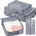 Travel storage bags for luggage compression,Moving Bags Heavy Duty, Clothing Storage Bags with Zipper, Storage Tote for Space Saving,Space Bags for Comforters, Blankets (grey)