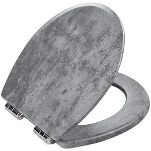 Toilet Seat, Slow Close, Premium Moulded Wood, Quick Release, Slate Marble Look, PIKLiDS, Laminated Woodgrain Finish (Round)