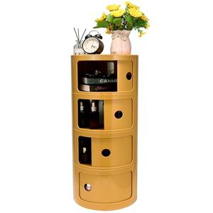 FZANVAN 4-Tier Round Bedside Table, Narrow Storage Cabinet, Small Stylish Storage Cabinet, no Installation Required, Suitable for Living Room and Bedroom, Small Space