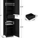 usikey 67'' Tall Storage Cabinet with 4 Shelves & 2 Doors, Bathroom Cabinet with 1 Drawer, Narrow Storage Cabinets for Bathroom, Living Room, Home Office, Black