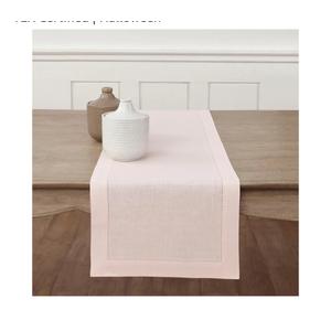 Solino Home 100% Pure Linen Table Runner Pink, Classic Hemstitch 14 x 72 infor coffee, dresser table, home decor, machine washable, indoor and outdoor, gifting, soft, OEKO-TEX Certified | Halloween