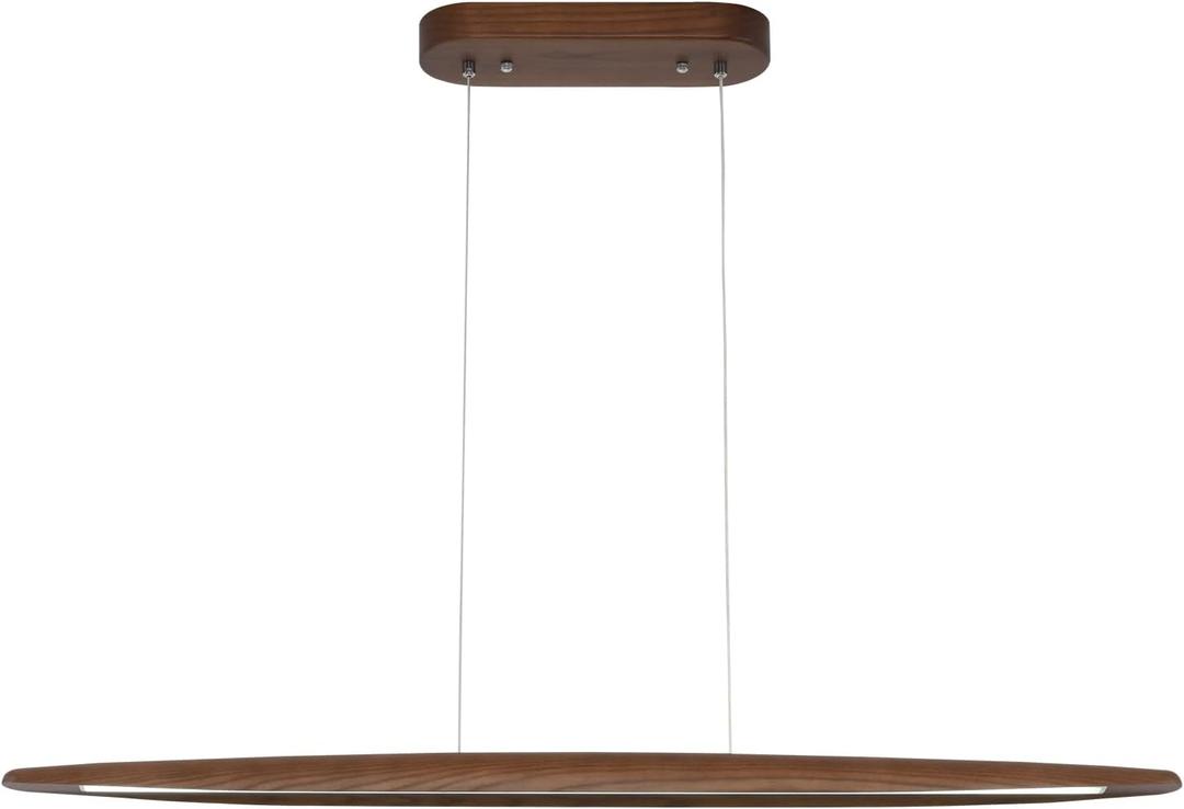 YISDESIGN 39" Wood Linear Pendant Light LED Dimmable Hanging Light Dinning Room Light Fixture Island Lights 24w for Dining Room Kitchen Island Bar Walnut Color, 39in