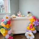 Daisy Balloon Arch Garland Kit, 152 Pcs Pastel WildFlower Balloons Arch Kit in Pink, Green, Purple, Blue, Yellow and Beige for Baby Shower, Spring Daisy Theme Birthday Decorations