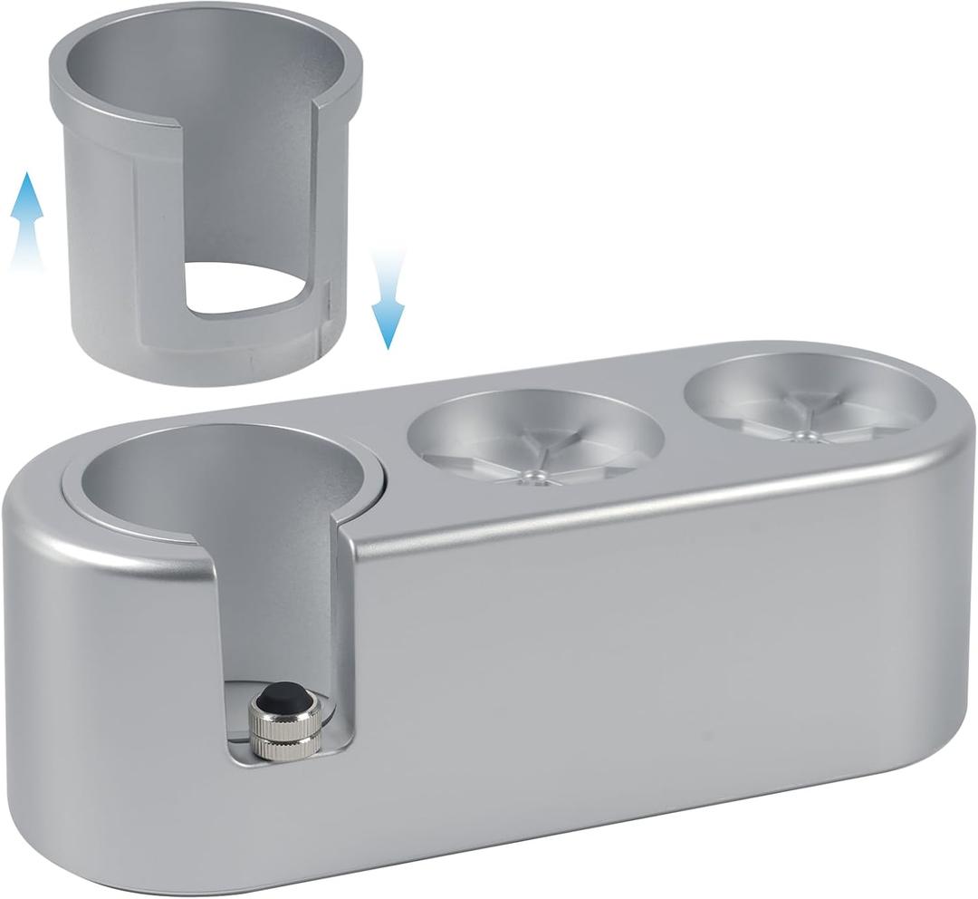PUSEE Espresso Tamping Station, Espresso Organizer Station Fit for 51/54/58mm Espresso Accessories, Plastic Espresso Station Coffee Tamper Station, Multifunctional Coffee Tools Organzier (3 in 1) (Silver)