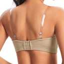 ANGOOL Strapless Bra for Women Stay-Up Padded Non-Slip Silicone Bandeau Bra Seamless Comfort Wirefree Tube Top (Beige, L)