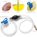 Fuel Transfer Pump, Gas Siphon Pump for Gasoline, Manual Hand Gasoline Transfer Pump for Fuel, Oil, Diesel, Water, Fluid with 10 Ft PVC Siphon Hose, Brass, Metal Buckles, Pinch Clips and Gloves7mm
