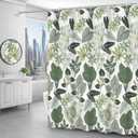 Green Leaf Shower Curtain Tropical Theme Palnt Leaves Curtain for Bathroom Green Jungle Leaves Waterproof Shower Curtain with Hooks Polyester Fabric 72x72 Inch