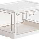 Suction Magnet Storage Container Car Trunk Organizer Stackable Transparent Storage Bin with Lid Foldable Organizer Box for Home Outdoor Car Trunk White