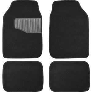 Amazon Basics Universal Fit Rubber Carpet Floor Mats For Car SUV Van & Truck, 4 count (Pack of 1), Black, 25"L x 17.5"W (Front), 13"L x 17.5"W(Rear)