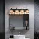 Black Bathroom Light Fixture, 4-Light Crystal Vanity Lighting, Bathroom Lighting Fixtures Over Mirror, Modern Crystal Wall Lamp