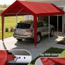 10 x 20 Ft Carport Replacement Cover, Heavy Duty Outdoor Car Tarp Canopy, Waterproof & UV Protected Tear Oxford Tarp with Ball Bungees (Frame is Not Included)