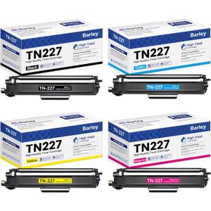 TN227 TN-227BK/C/M/Y High Yield Toner Cartridge 4 Pack Compatible TN227BK TN227C TN227M TN227Y Replacement for Brother TN227 TN-227 MFC-L3770CDW MFC-L3710CW Toner Printer