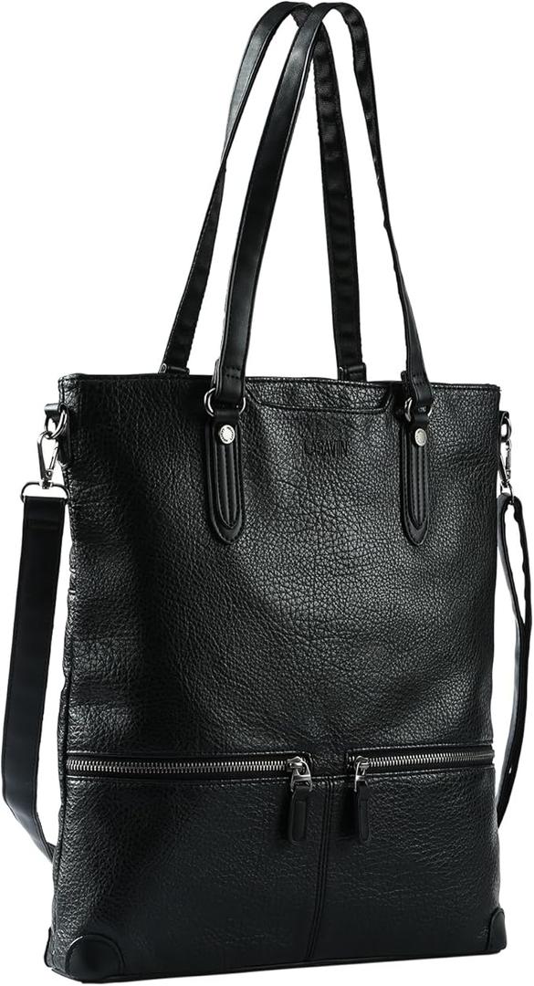 Lassviin Laptop Tote Bag, Leather Work Tote for Computer Bag Waterproof Lightweight Shoulder Bag Purse Handbag Crossbody Bag