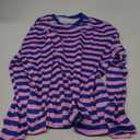 Verdusa Women's Color Block Striped Long Sleeve Loose Tee Shirts Round Neck Pullover Tops Pink Medium