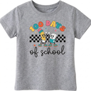Kids Little Boys Girls 100 Days of School Shirt Short Sleeve Funny Graphic Letters Print Celebration Top  (5T,Gray)