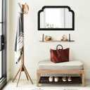 Rustic Black Arched Mirror for Entryway 16 X 24 Inch, Wood Framed
