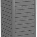 EAST OAK 38 Gallon Outdoor Trash Can | Waterproof Resin Garbage Can with Tiered Lid & Drip Tray | Outside Trash Bin for Patio | Kitchen, Backyard & Deck | Gray Color
