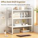 Office Desk Shelf Organizer, Wood Desktop Bookshelf Supplies Storage Rack, Shelf for Top of Desk and Dresser and Cubicle Decor Aesthetic Bookshelf (White White-three Tier, 15.75 Lx7.87 Wx22.05 H)