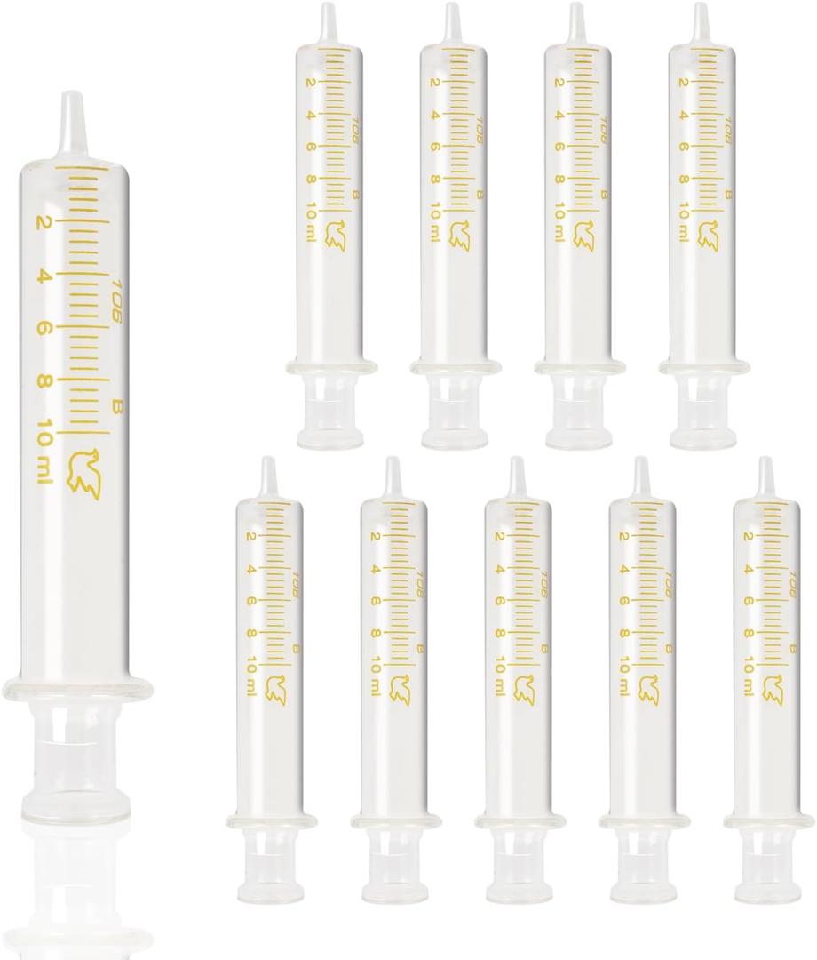 10 Pack 10ml Glass Syringe With Caps