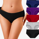 OLIKEME Womens Underwear Cotton Hipster Panties Low Rise No Show Briefs Soft Stretch Breathable Ladies Panties 5 Pack XL
