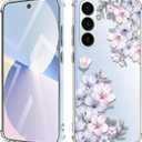 for Samsung Galaxy A56 Case Flowers [Buffertech 6.6ft Military-Grade Drop Protection] [Anti Peel Off Tech] Clear TPU Bumper 5G Phone Case Cover DesignFoliolosa