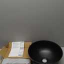 Aquaterior Porcelain Bathroom Vessel Sink 12" Round Vanity Bowl Basin with Pop up Drain Above Counter Countertop RV Black Industrial Modern