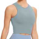 Natural Feelings Nudi Sports Bras for Women Removable Padded Yoga Tank Tops Sleeveless Fitness Workout Crop Tops (Gray, XXL)