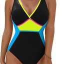 Blooming Jelly Women Tummy Control Swimsuits One Piece Modest Bathing Suit Lace Up Slimming Swim Suits 2026 (X-Large, Black Blue)