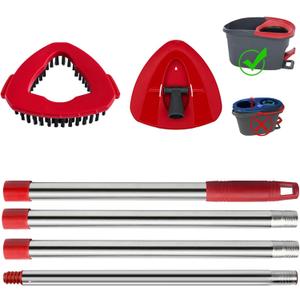 Spin Mop Head Replacement Base, Mop Handle Compatible EasyWring - Include 4-Section 30-59in Handle, 1 Cover and 1 Scrubber