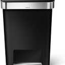 simplehuman 45 Liter / 12 Gallon Rectangular Kitchen Step Trash Can with Soft-Close Lid, Black Plastic