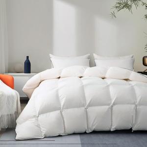 Feather Down Fiber Comforter King Size,Premium Ultra-Soft Breathable Comforter High Fill Power White Duvet Insert,All Season Hotel Luxury Bedding Comforters 8 Corner & Center Loops,Baffle Box Design