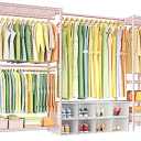 Ulif E10 Clothes Rack（With Stretchable Hanger Rod）Freestanding Clothing Racks for Hanging Clothes，Adjustable Closet Organizer System，Portable Garment Rack 73-97"W x 15" D x 72" H，Max Load 800LBS，Pink