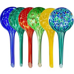 Large Self Watering Globes for Plants Set of 6 - Automatic Glass Plant Watering Bulbs for Indoor & Outdoor Use - Multicolored Watering Devices for Daily Plant Care