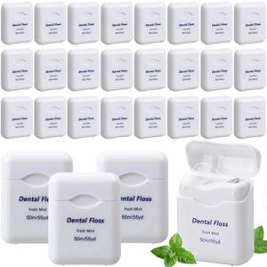 FillTouch 36 Pack Mini Dental Floss Bulk Mint Flavored 50m Each Travel Dental Floss Oral Care for Teeth Protection(White)