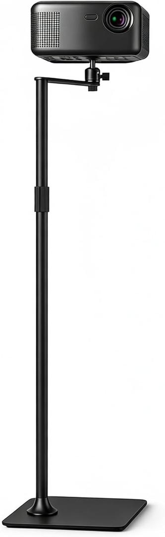 Projector Floor Stand for Bedroom & Living Room, 36-48 inch Adjustable Height Projector Mount with 1/4" Screw, 15lbs Stable Heavy Base, No Wobble Universal Metal Stand for Home Theater