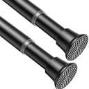 2 Pack Black Spring Tension Curtain Rods 31-62 Inches, Spring Loaded Curtain Rods No Drilling, Adjustable Tension Rod for Windows Bedroom Bathroom Kitchen Doorway Closet