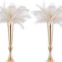 NUPTIO Gold Tall Centerpiece Table: 21.9" Trumpet Vases for Wedding Metal Flower Stand for Party Decorations Set of 2