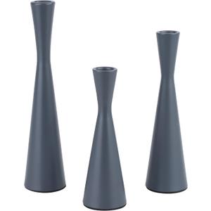 Vixdonos Taper Candle Holders Metal Candlestick Holders Set of 3 Table Mantel Decorative Candle Stand for Dinning,PartyWedding,Home Decor(Dark Blue)