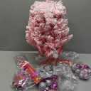 2FT Artificial Christmas Tree Pink Tabletop Christmas Tree with Wooden Stand Snow Flocked Mini Xmas Pine Tree for Christmas Indoor Outdoor Holiday Home Decoration