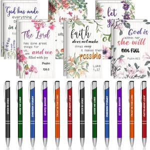 Geyee 24 Pcs Christian Gifts for Women Bulk Christmas Gifts Mini Religious Notepads and Pens Prizes Gift Bible Verse Scripture Journals for Church Women Coworkers Office Travel Favors(Bible)