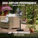 OEMTOOLS 44887 20 Inch Oscillating Pedestal Fan, 3,320 CFM High Velocity Garage Fan with Adjustable Height, 3 Speed Motor, 180 Degree Oscillating Fan for Garage and Workshop, New 20 Inch